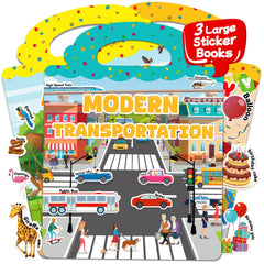 CREATIVETREES 3 Sets Reusable Sticker Books cover with toddler-friendly themes for kids