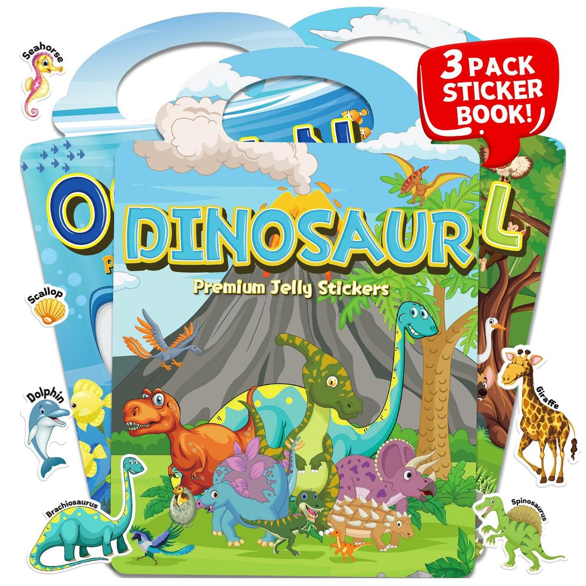 CreativTrees jelly stickers in dinosaur theme for mess-free, reusable play
