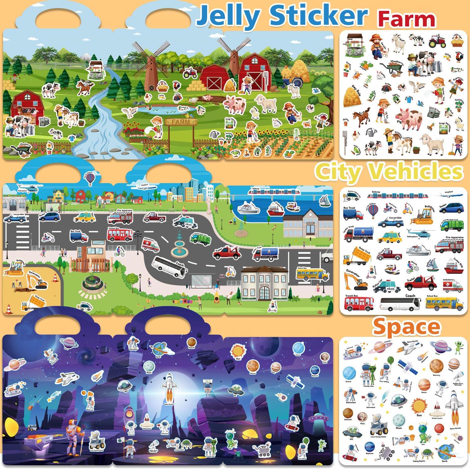 Creativetrees sticker book farm: farm scenes spark imagination with washable, reusable stickers.