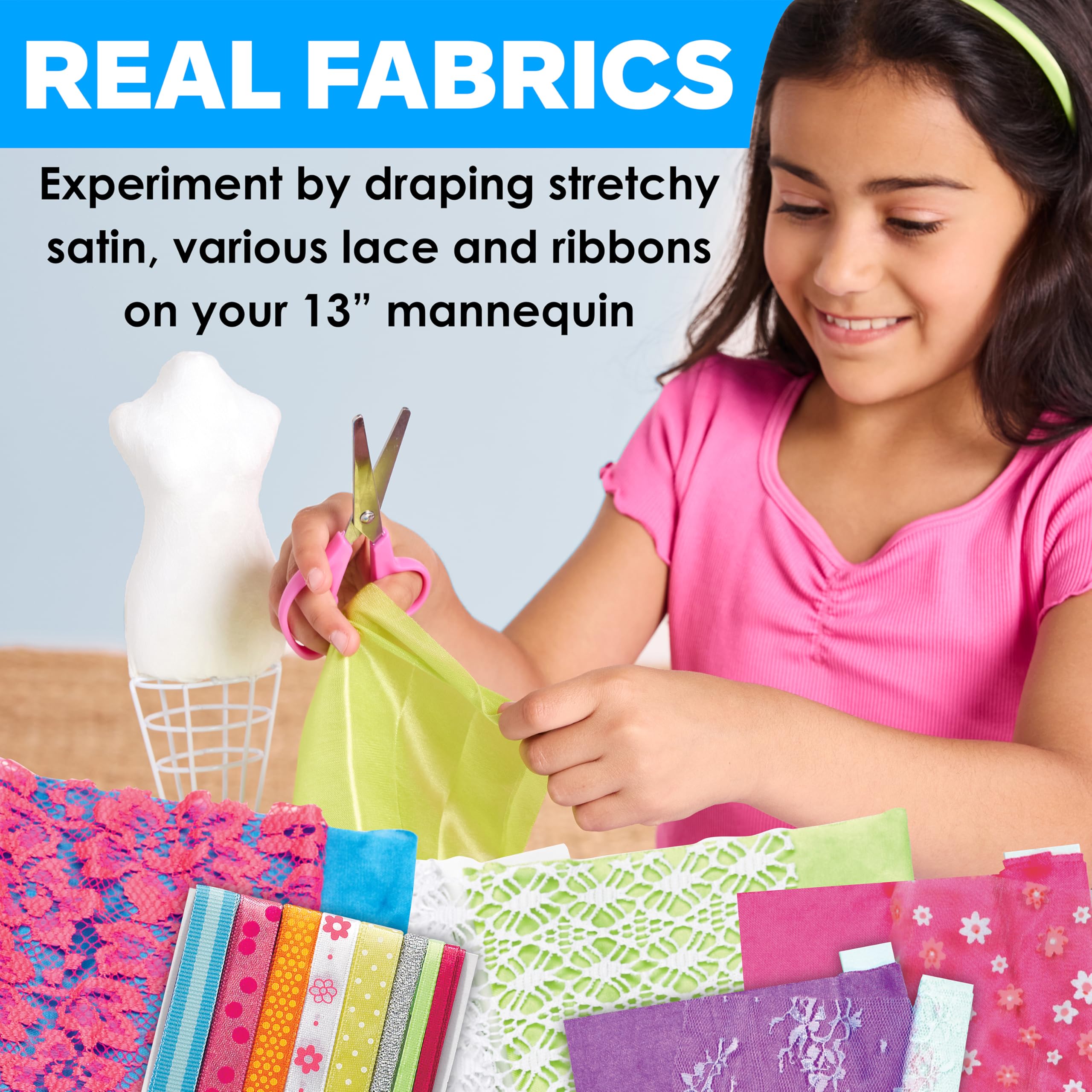 Creativity for Kids Design by You Fashion Studio trims ribbons add detail and flair to outfits.