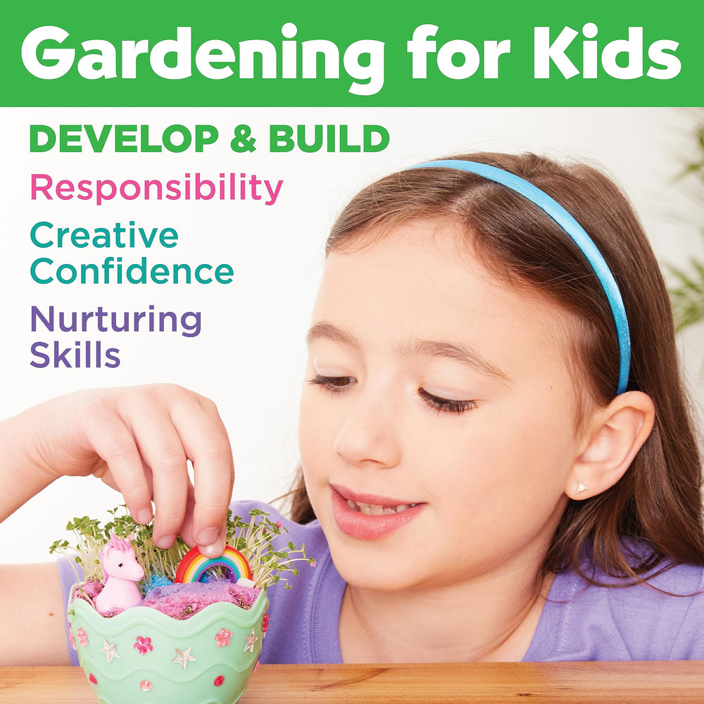 Creativity for Kids completed unicorn garden measures about 5.25 inches tall by 3 wide.