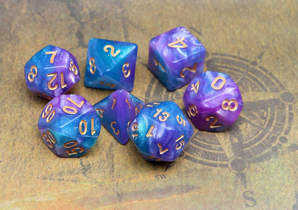 CREEBUY 7-piece D&D dice set including D20 through D4