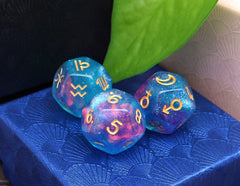 CREEBUY lake blue glitter D12 dice, durable polyresin for repeated use.