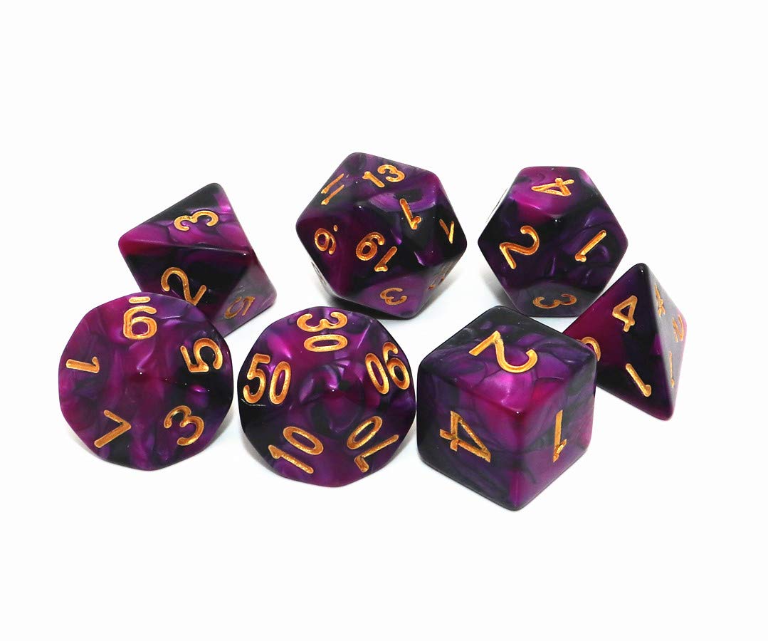 CREEBUY DND dice set with D4, portable for travel games.
