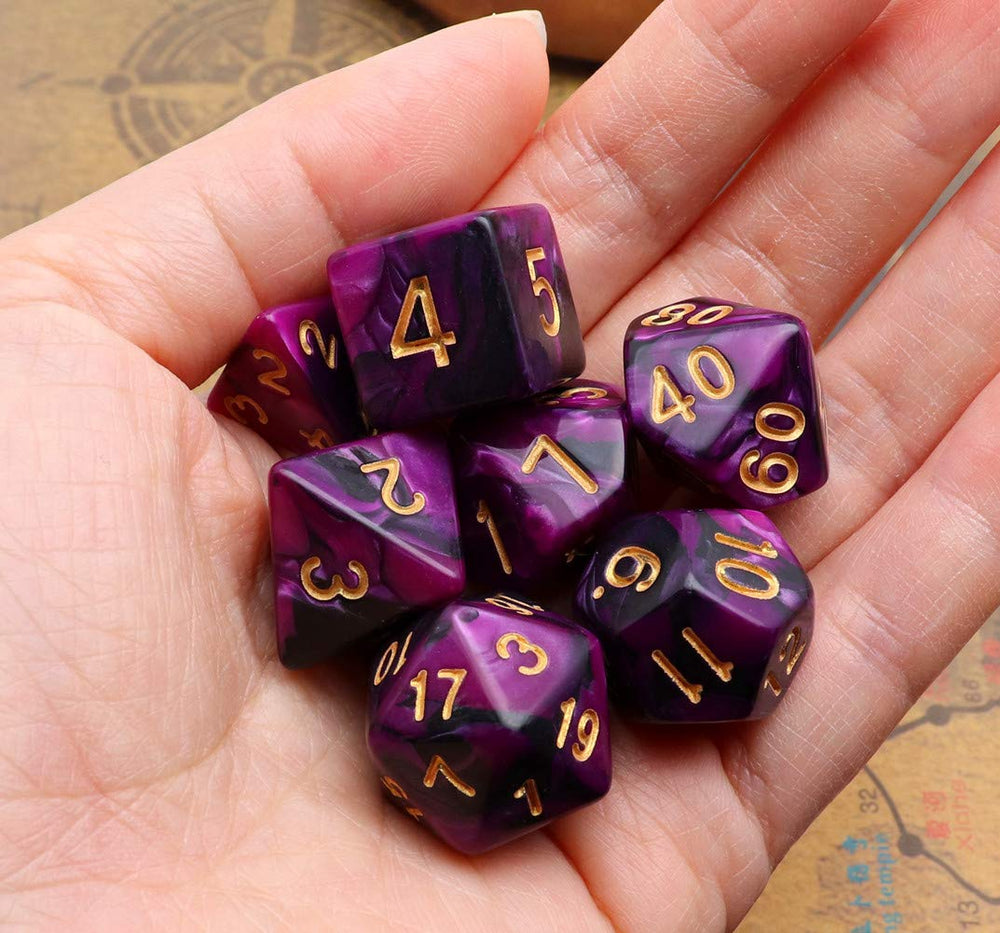 CREEBUY DND dice set with D8, durable polyresin for long sessions.