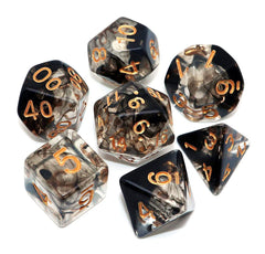 CREEBUY 7-piece DND dice set in transparent black cloud mix enhances readability during gameplay.