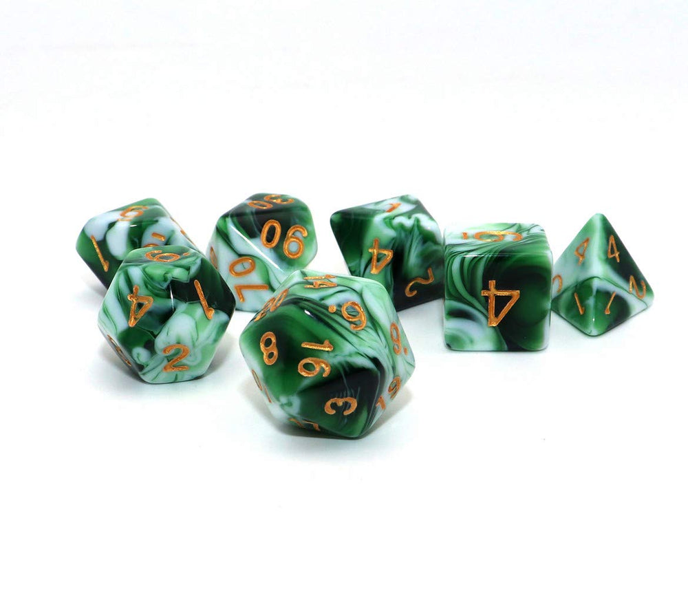 CREEBUY d10 dice in green-white with clear numbering for quick cadence in turns.