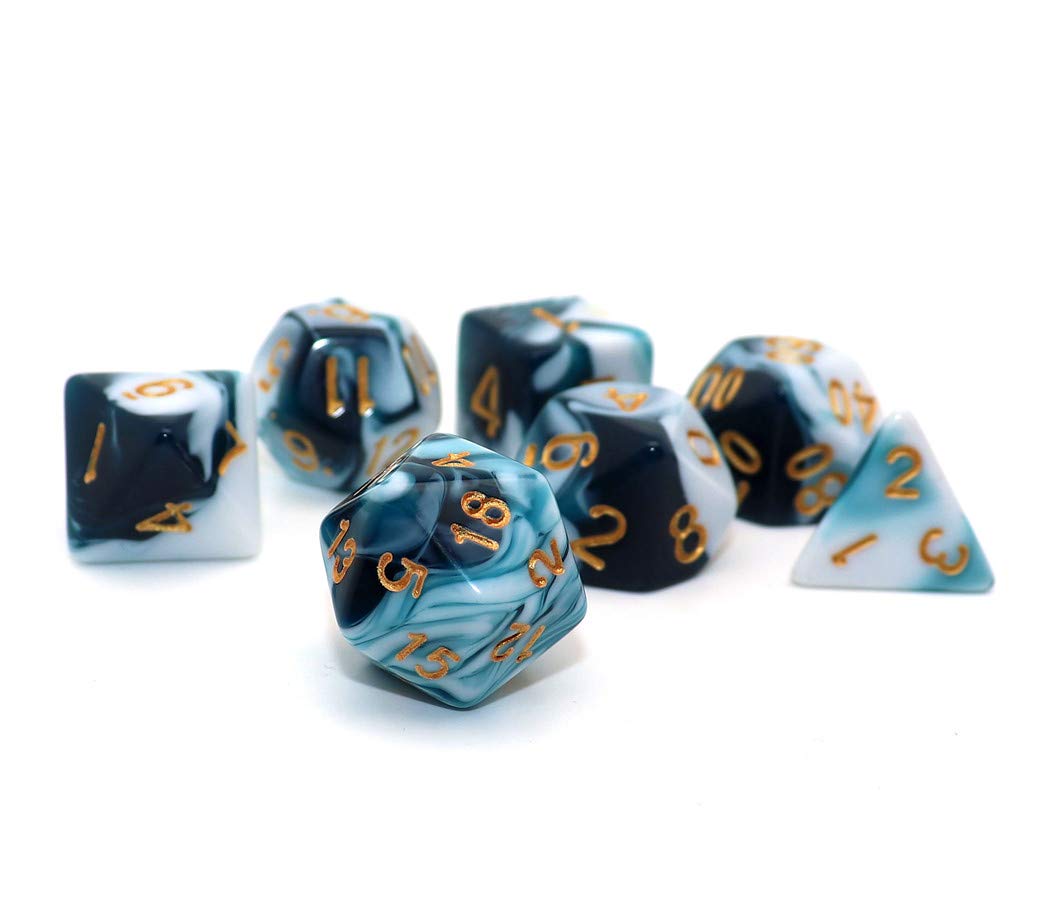 CREEBUY teal and white D&D D10 dice focused on percentile tracking and readability.