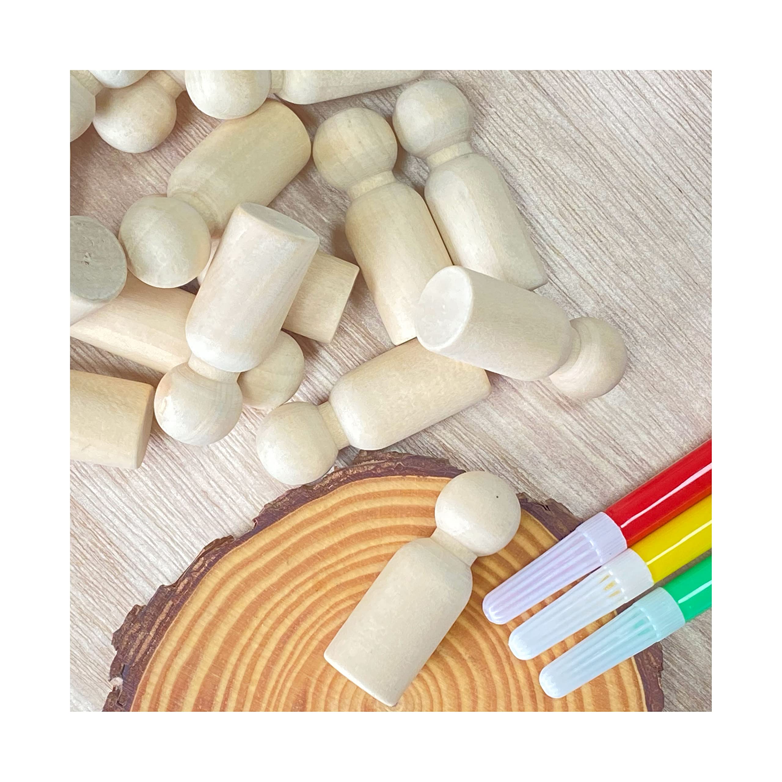 Cregugua birch hardwood peg dolls with smooth edges for safe crafting.