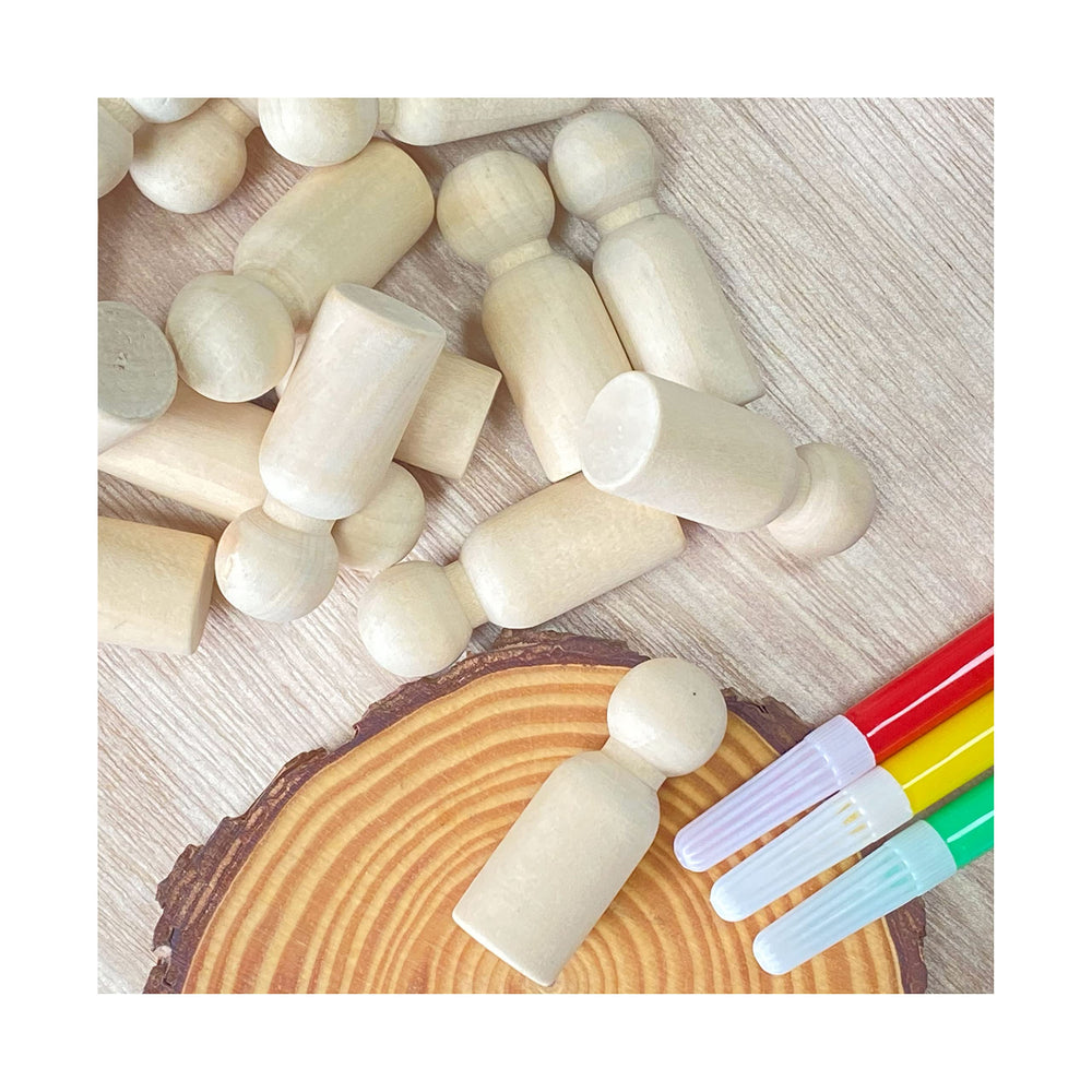 Cregugua birch hardwood peg dolls with smooth edges for safe crafting.