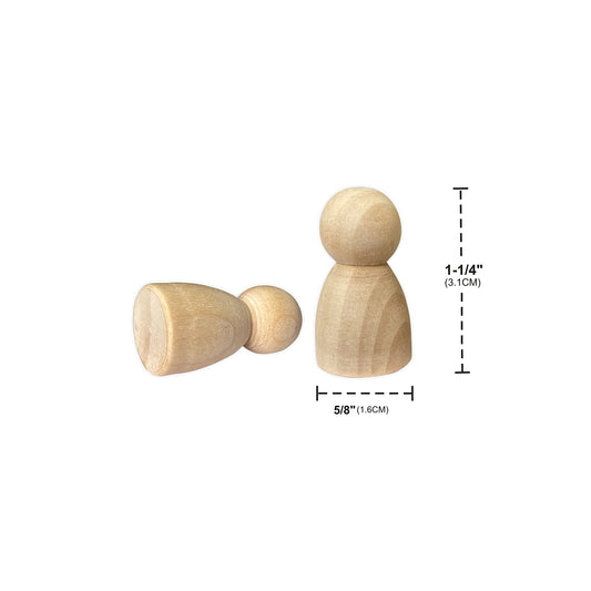 Cregugua unfinished wood peg dolls 5/8 x 1-1/4 inch ready for customization.