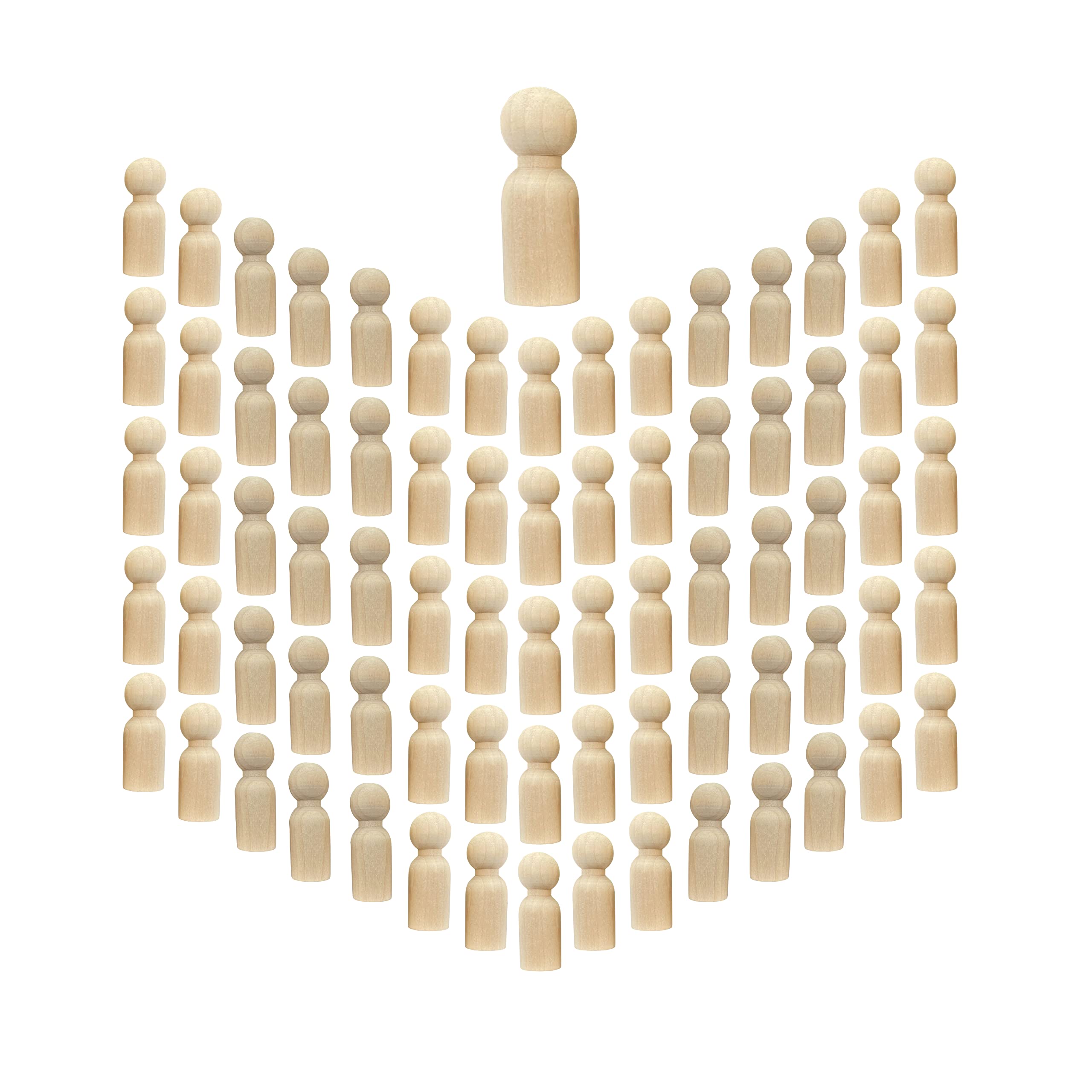Cregugua wood peg dolls 75 pieces, ready for painting and creative play.