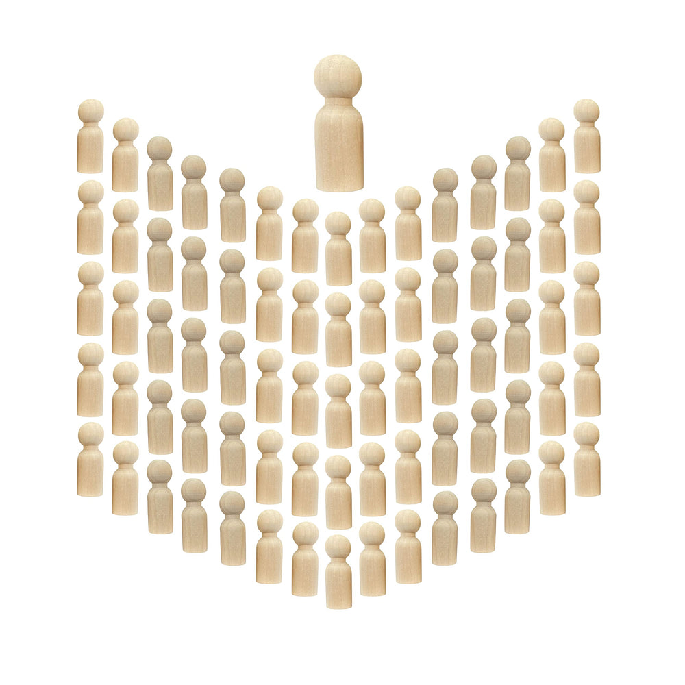 Cregugua wood peg dolls 75 pieces, ready for painting and creative play.