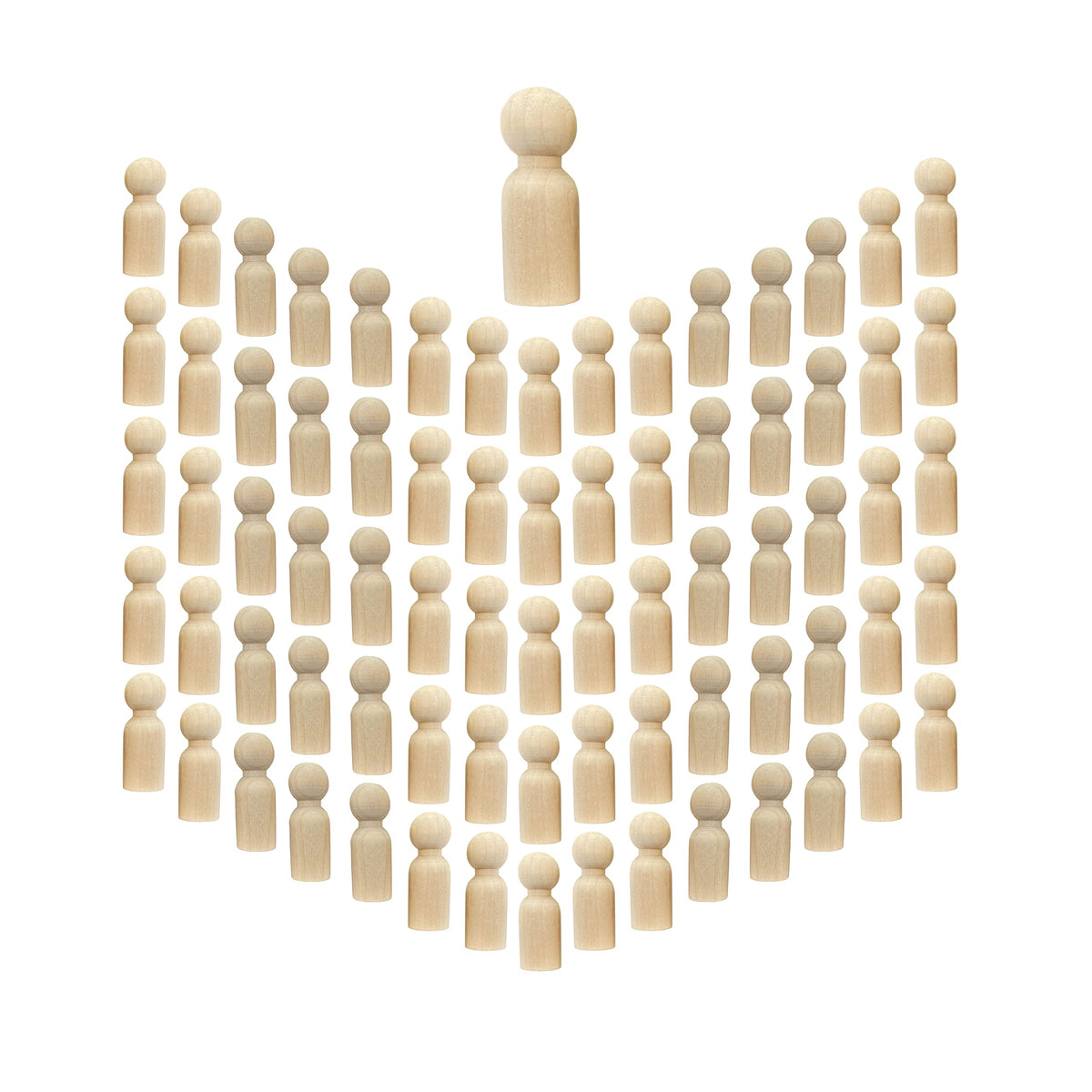 Cregugua wood peg dolls 75 pieces, ready for painting and creative play.