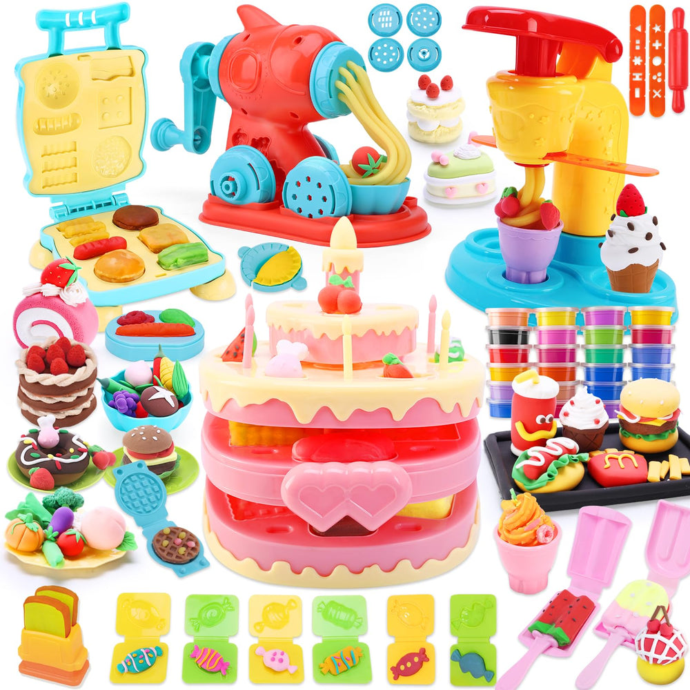 Crelloci 4-in-1 noodle maker in action for pretend dining and play.