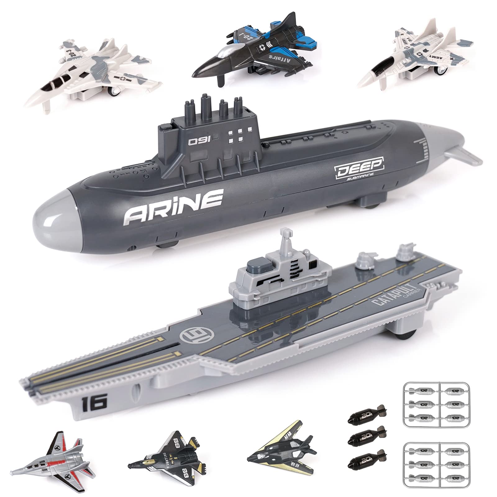 Crelloci aircraft carrier set with fighters for imaginative naval battles.