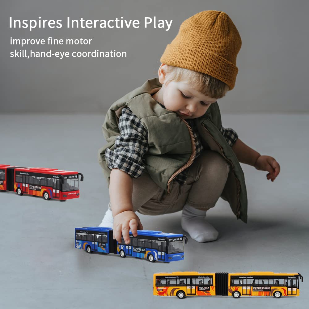 Crelloci City Bus Toy two-section articulated design for realistic viewing
