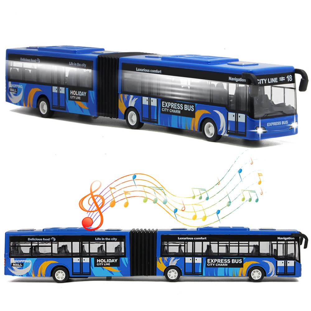 Crelloci City Bus Toy pull-back action with authentic interior seats and steering wheel for realistic play
