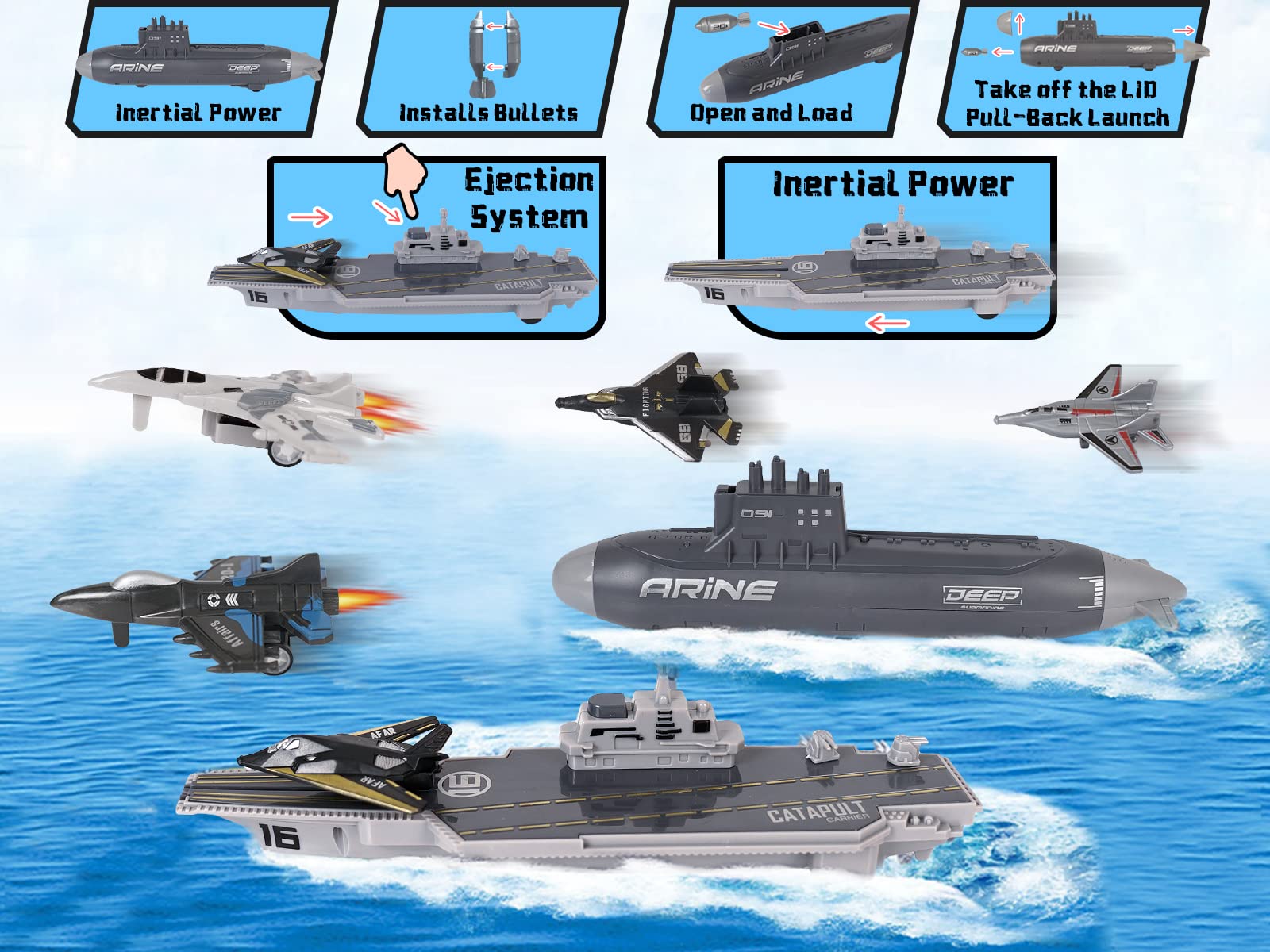 Crelloci fighter-jet-takeoff jets enable action-packed missions for playtime.