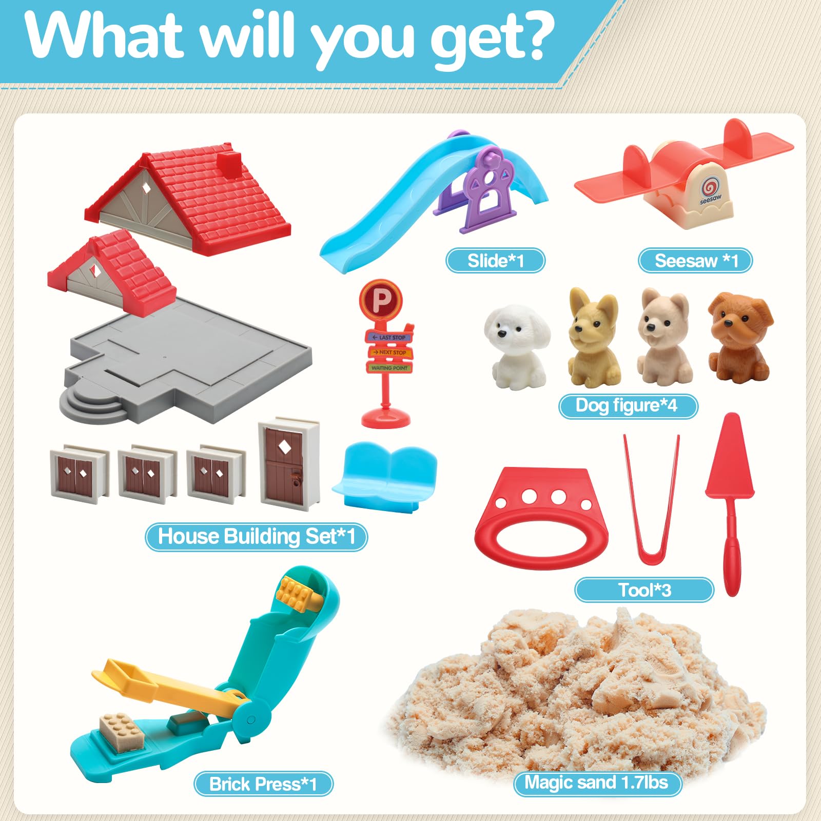 Crelloci pet life pretend play setup for caring for dogs and storytelling.