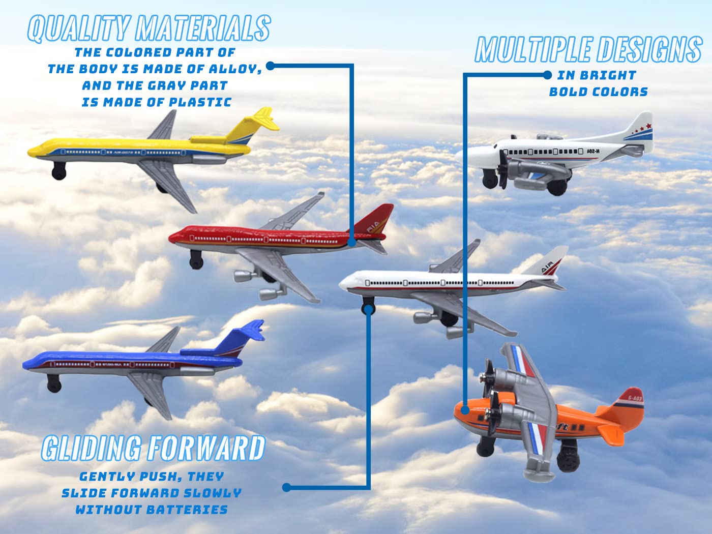 Crelloci airline planes in bright colors for active play