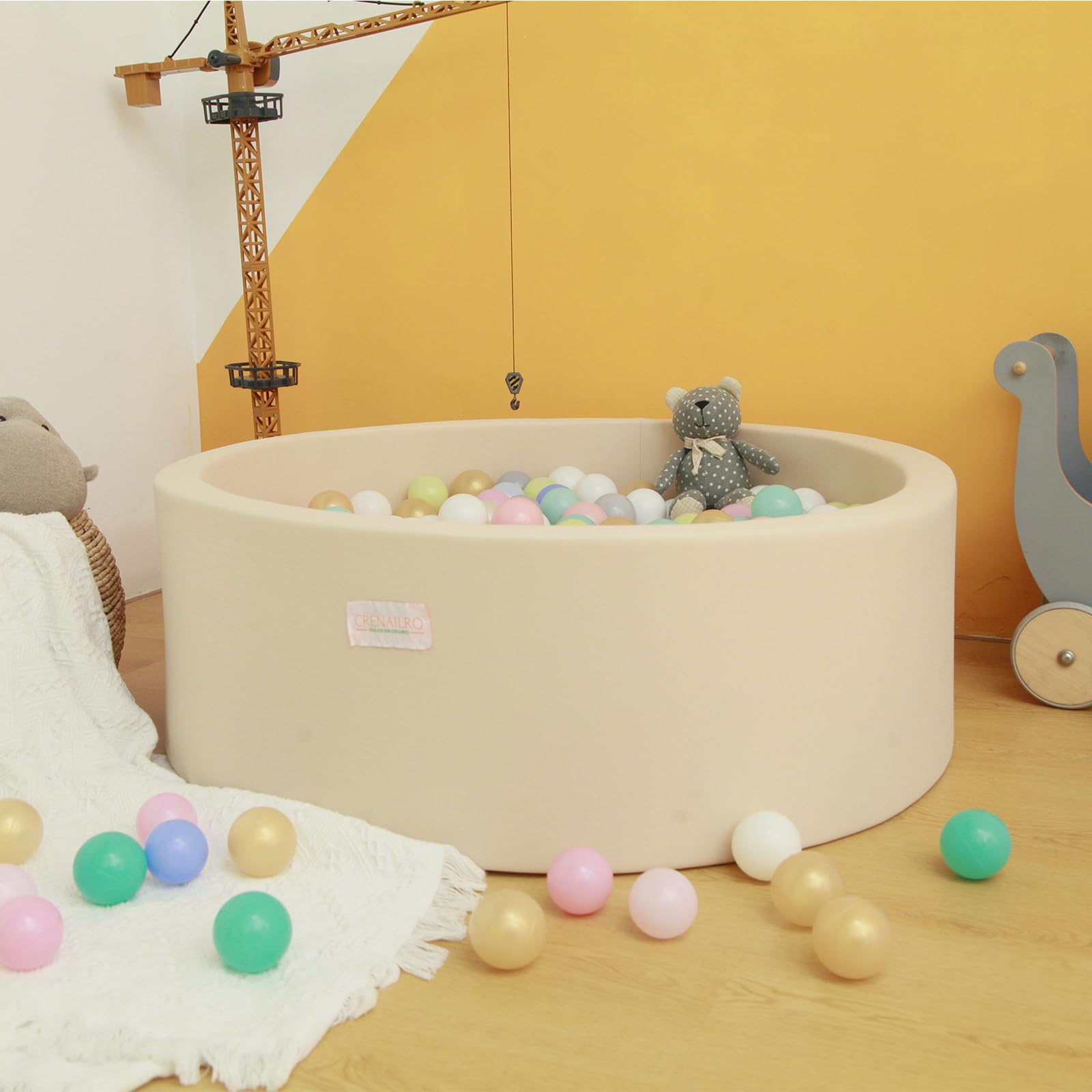 Crenailro indoor ball pool provides a compact play space at home.