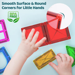 Crenova mini magnetic tiles used in a classroom activity encouraging collaboration.