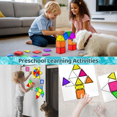 Crenova mini magnetic tiles with an easy-storage box for tidy cleanup.