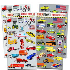 Crenstone eight sheets showcase cars, trucks, tractors and more for creative sticker art.