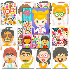 Crenstone Make-a-Face sticker sheets cover featuring Funny Friends for imaginative party crafts.