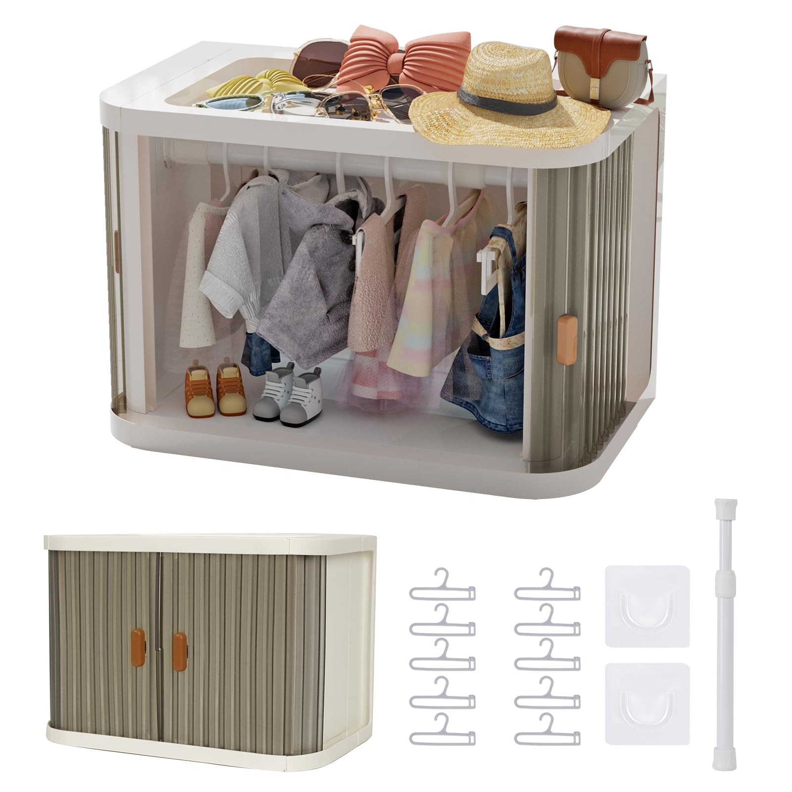 Creproly doll wardrobe foldable cabinet showing compact storage for doll outfits