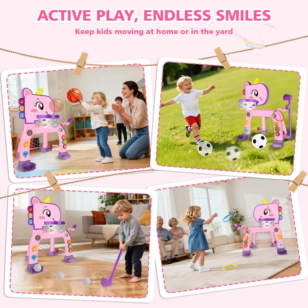 Cretargio Unicorn Sports Center lights and music enhance playtime.