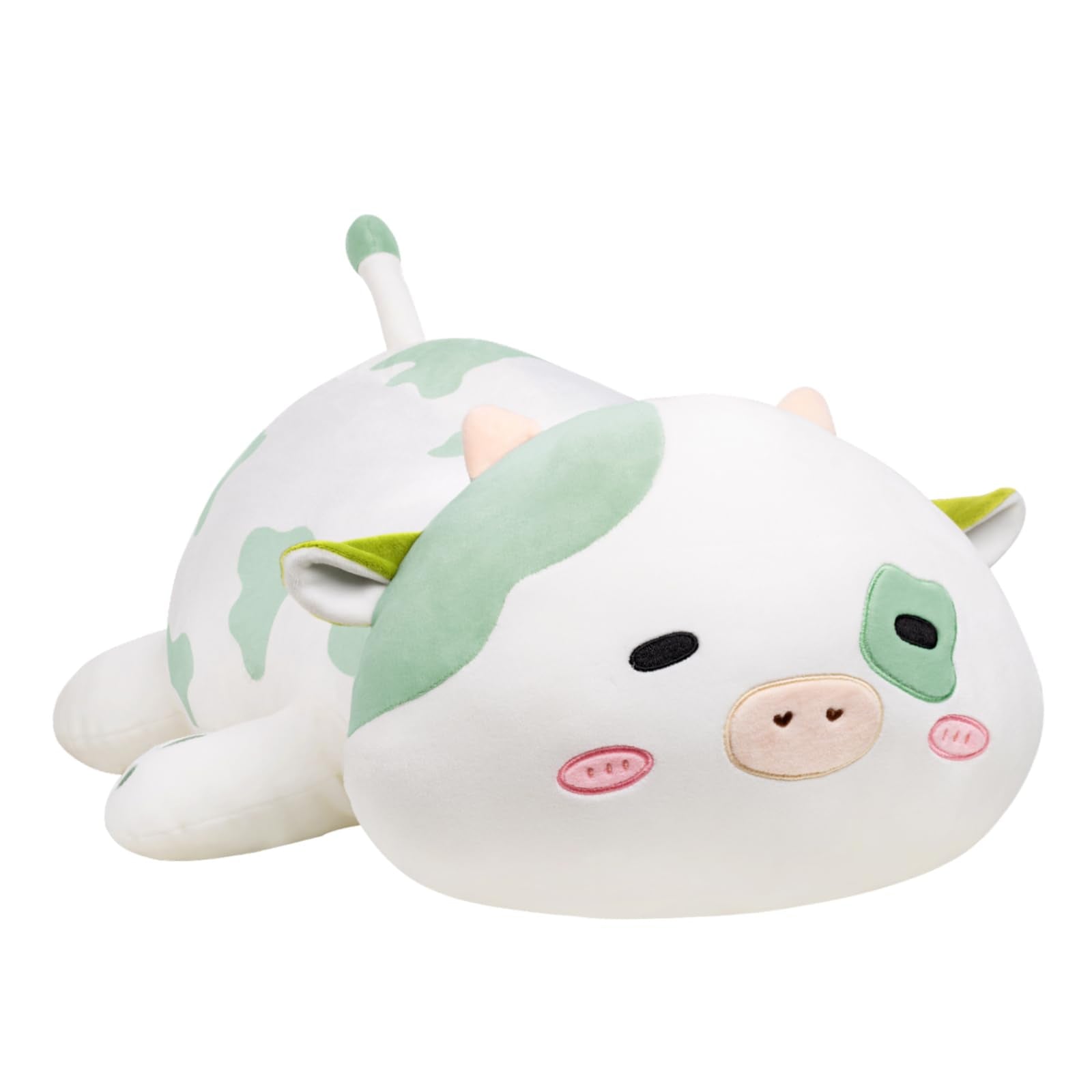 Crillop green spotted cow plush close-up shows design and softness