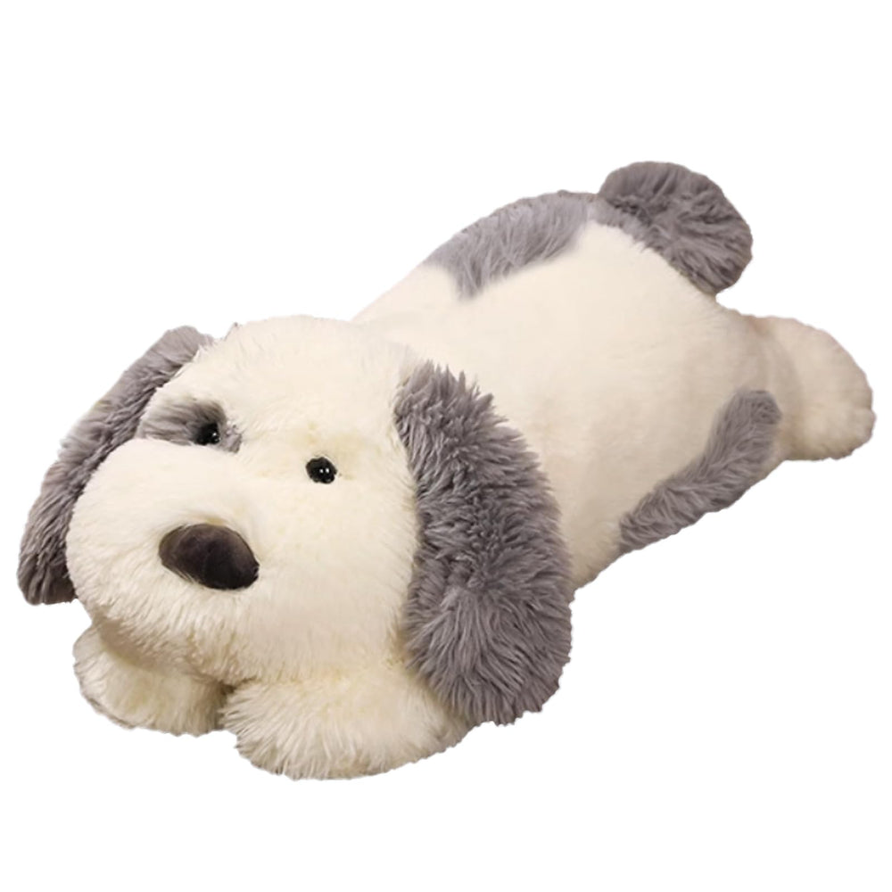 Crillop gray-and-white long-haired plush dog highlighting soft, comforting fur.