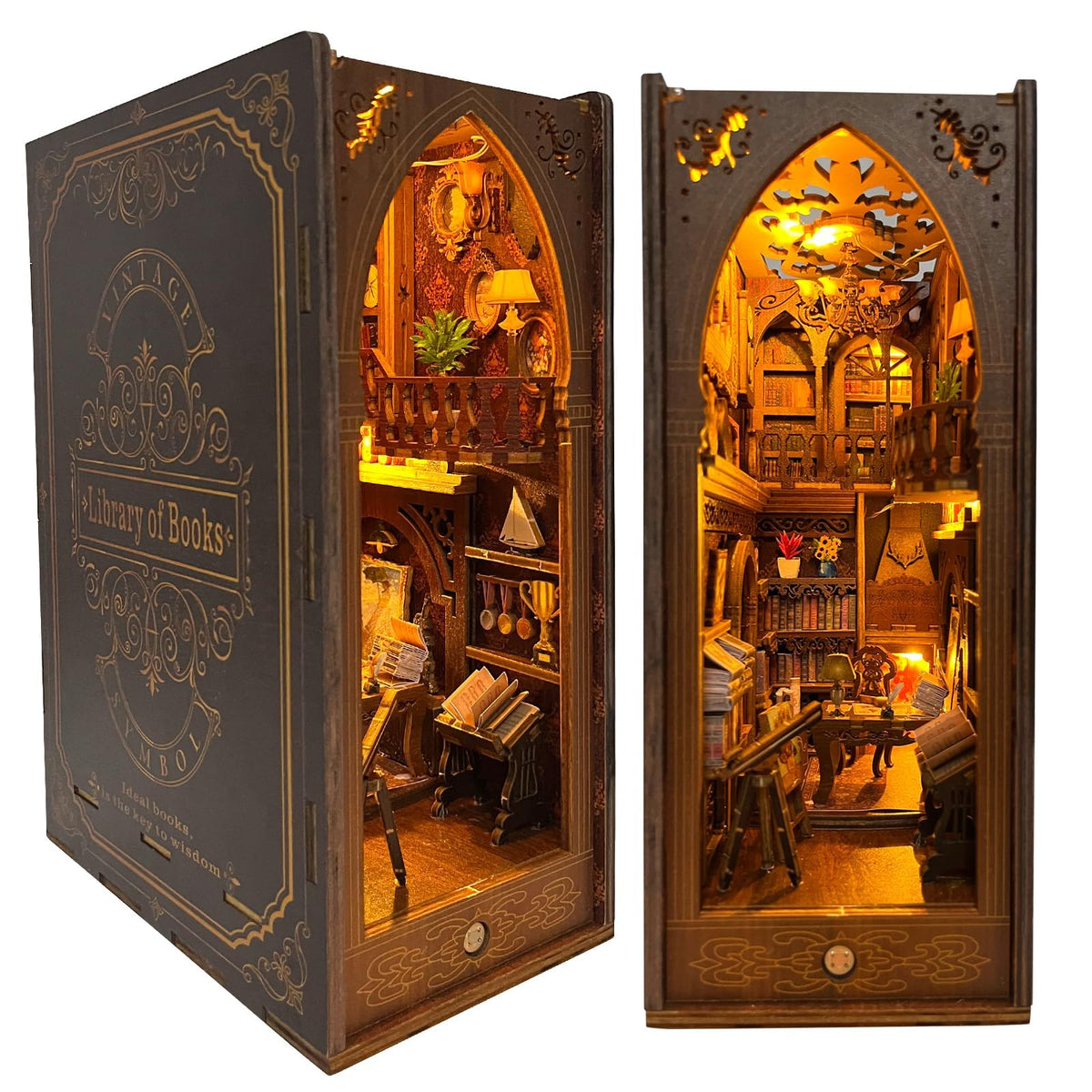 CRIOLPO Book Nook Kit diorama scene enhances your bookshelf with a cozy, eye-catching centerpiece.