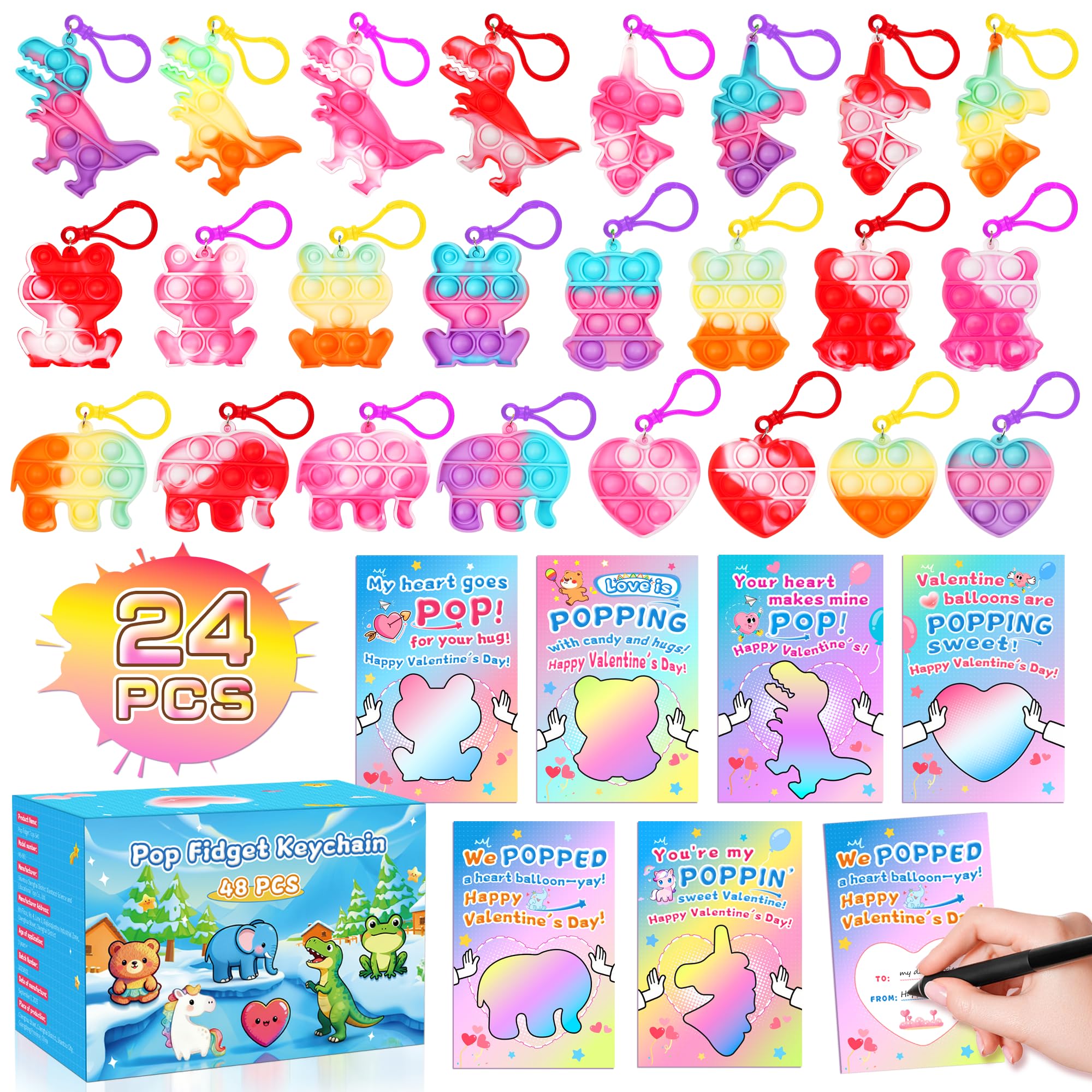 CRIOLPO heart pop fidget keychain for portable stress relief and play