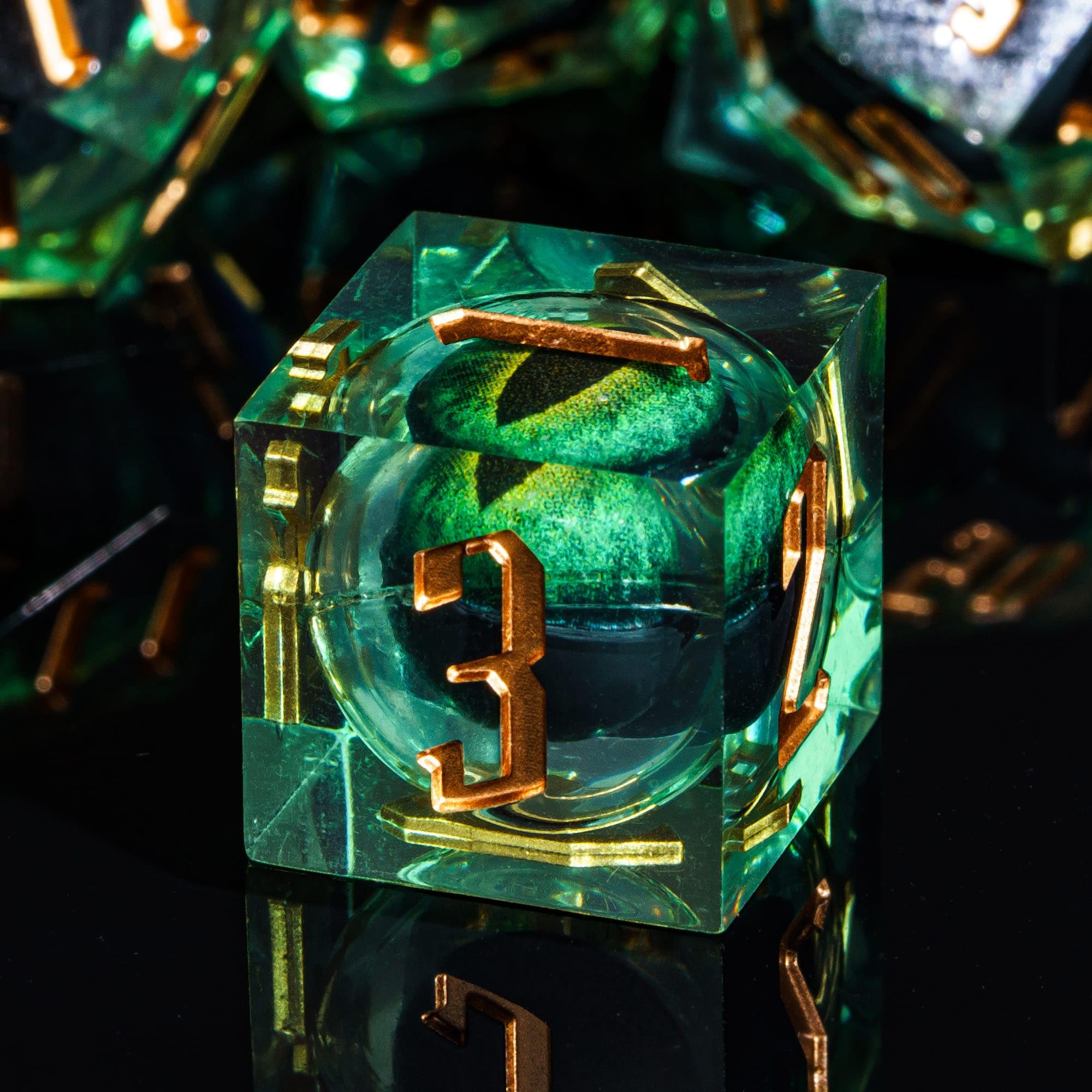 CRITALLIC d8 sharp edge dice provide clear values during critical moments.