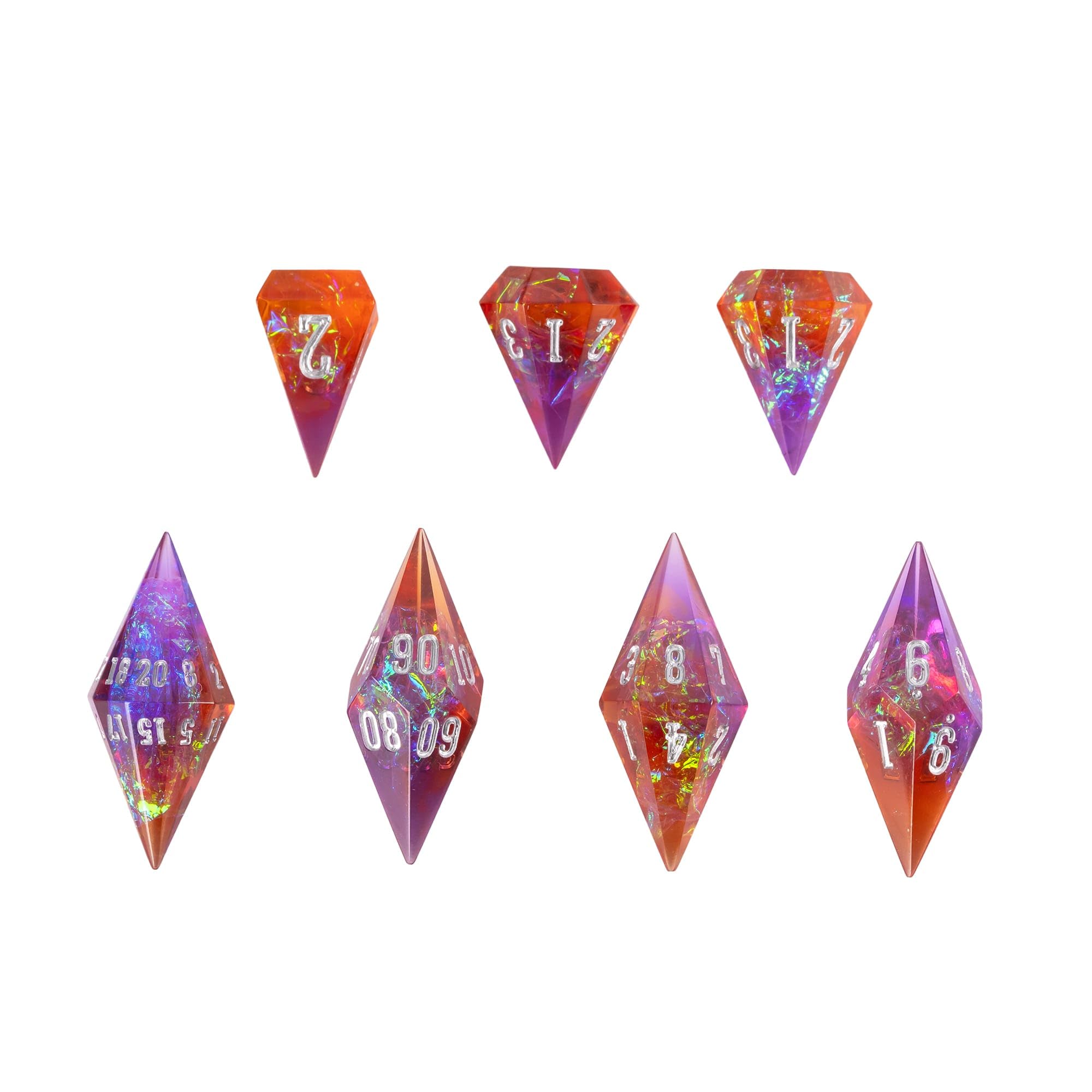 CRITALLIC DND dice set transparent diamonds close-up showing premium sparkle