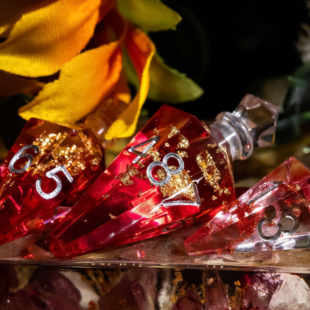 CRITALLIC potion dice in a test tube for a refined presentation.