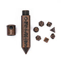 CRITALLIC mini DND dice set close-up highlighting compact, portable metal design.