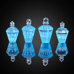 CRITALLIC potion dice blue bottle-3 offers easy roll due to bottle-shaped design.