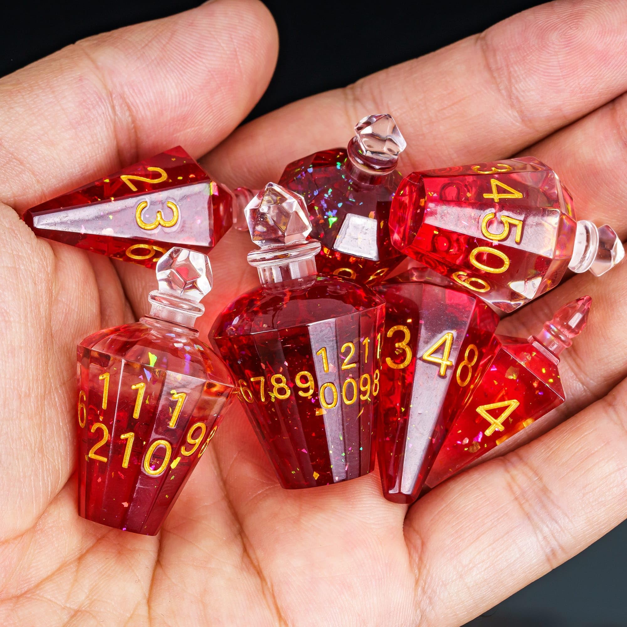 CRITALLIC polyhedral dice shown beside game maps for on-the-fly reference.