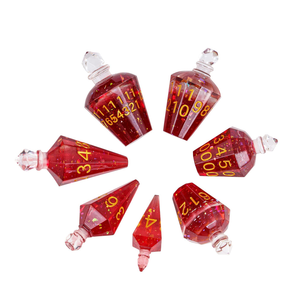 CRITALLIC red bottle dice are ideal for gifting and collection.