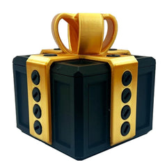 critigulf gag gift box front view in black and gold, perfect for holiday surprise and laughter