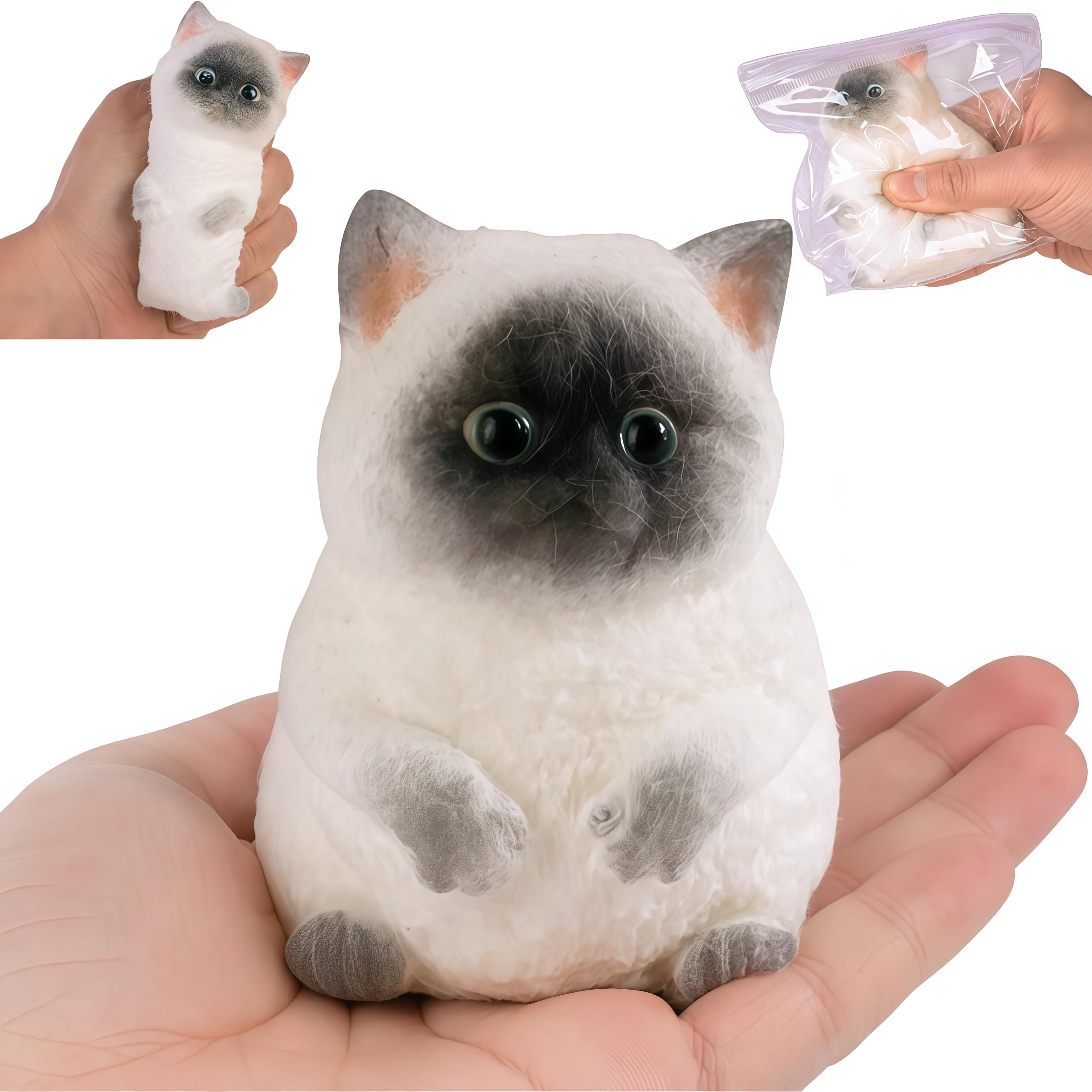CritterCopia Big Taba Cat full view shows soft, squishy stress-relief toy.