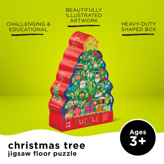 Crocodile Creek 24pc Puzzle Christmas Tree assembly image to boost focus