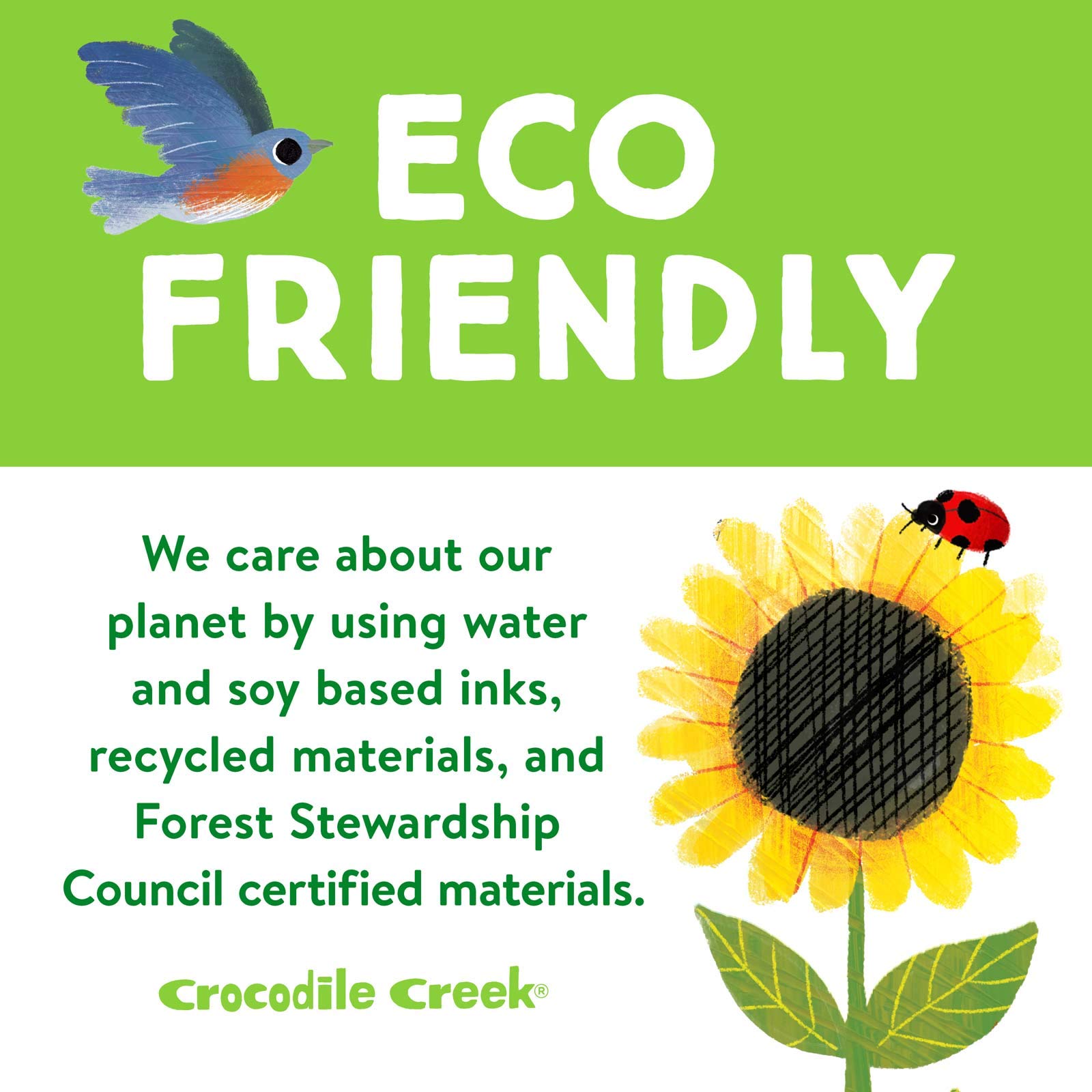 Crocodile Creek barnyard scene illustration invites children to explore animals and colors.