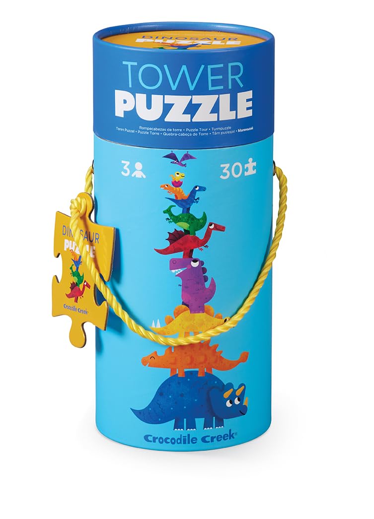 Crocodile Creek dinosaur tower puzzle 30-piece set ready for imaginative play and dexterity