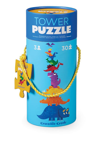 Crocodile Creek dinosaur tower puzzle 30-piece set ready for imaginative play and dexterity