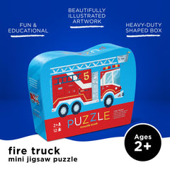 Crocodile Creek Fire Truck puzzle with bright colors captivates kids during play.